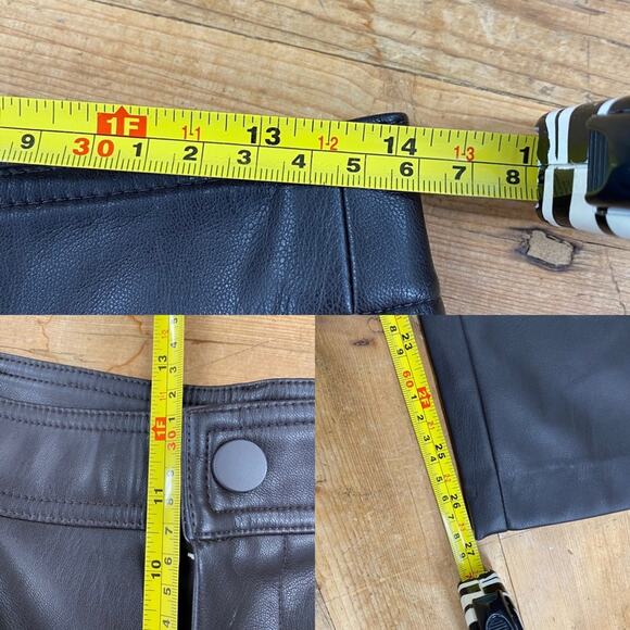 Mango chocolate brown faux‎ leather high waisted tapered pants US Size 2 - Picture 14 of 16